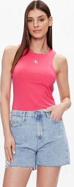 Różowa bluzka Calvin Klein w stylu casual z okrągłym dekoltem