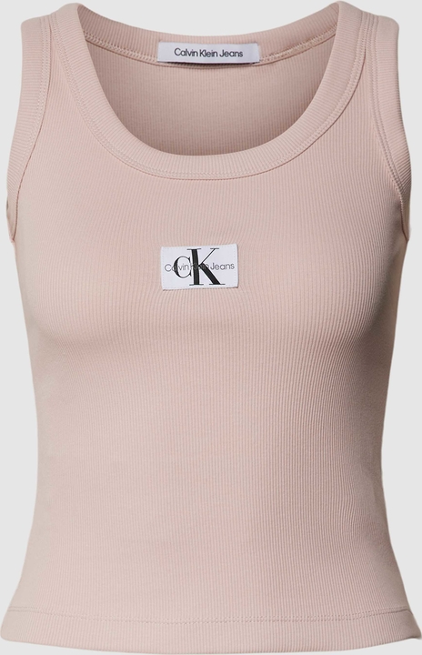 Różowa bluzka Calvin Klein z bawełny z okrągłym dekoltem