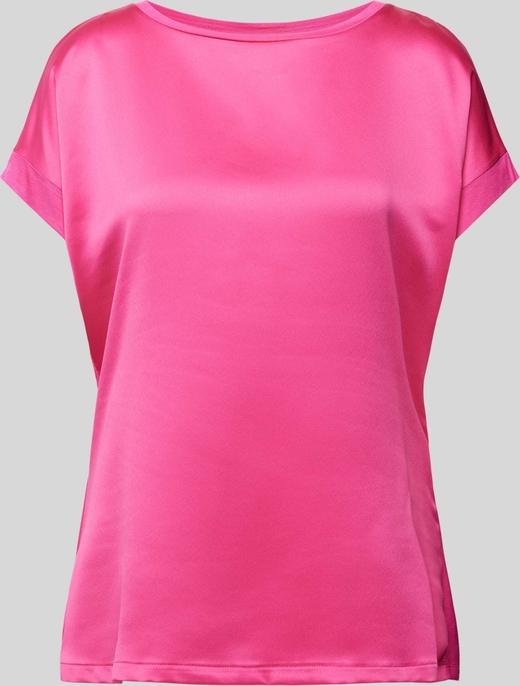 Różowa bluzka Christian Berg Woman w stylu casual z okrągłym dekoltem z satyny