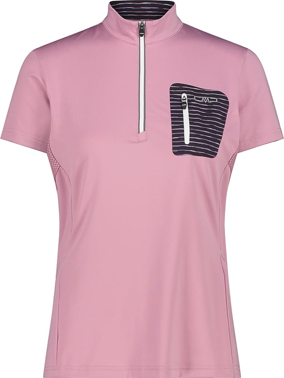 Różowa bluzka CMP w sportowym stylu z okrągłym dekoltem z krótkim rękawem