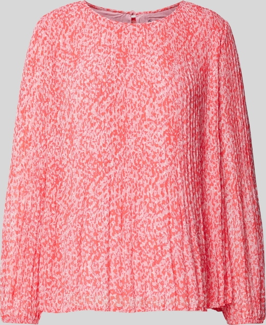 Różowa bluzka comma, z szyfonu w stylu casual z okrągłym dekoltem
