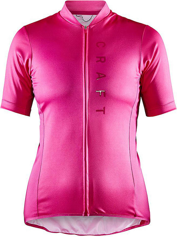 Różowa bluzka Craft z golfem z krótkim rękawem