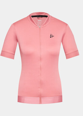 Różowa bluzka Craft z golfem z krótkim rękawem w sportowym stylu