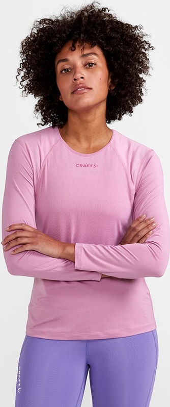 Różowa bluzka Craft z okrągłym dekoltem w sportowym stylu