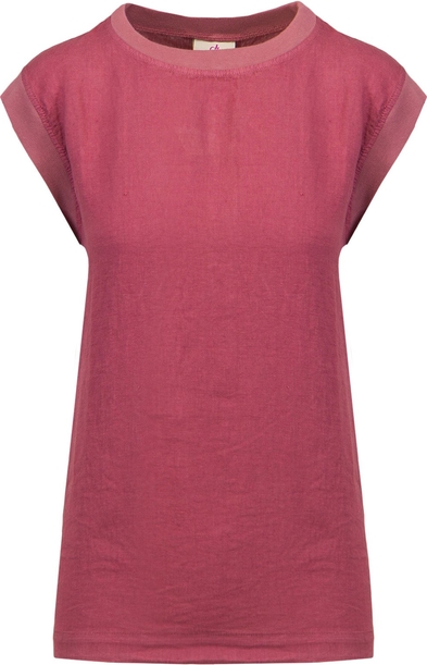 Różowa bluzka Deha z krótkim rękawem z okrągłym dekoltem
