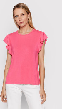 Różowa bluzka DKNY w stylu casual z krótkim rękawem