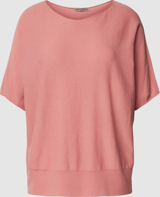 Różowa bluzka Drykorn z krótkim rękawem z okrągłym dekoltem z bawełny