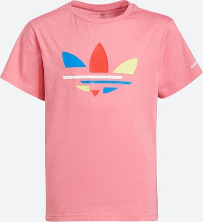 Różowa bluzka dziecięca Adidas Originals z krótkim rękawem