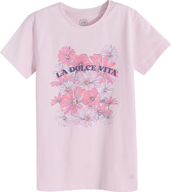 Różowa bluzka dziecięca Cool Club dla dziewczynek w kwiatki z bawełny