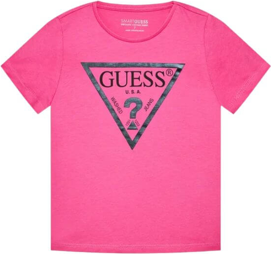 Różowa bluzka dziecięca Guess z bawełny