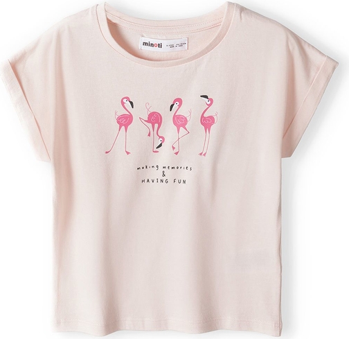 Różowa bluzka dziecięca Minoti dla dziewczynek z bawełny z krótkim rękawem