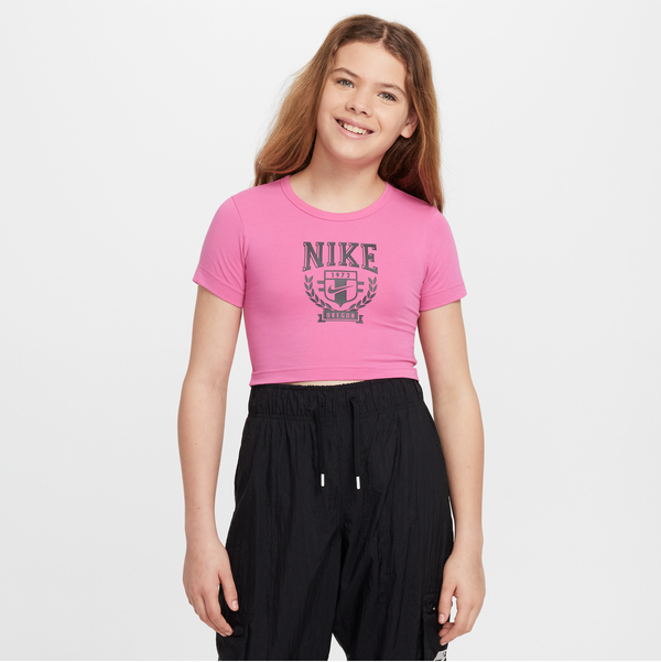 Różowa bluzka dziecięca Nike dla dziewczynek z bawełny
