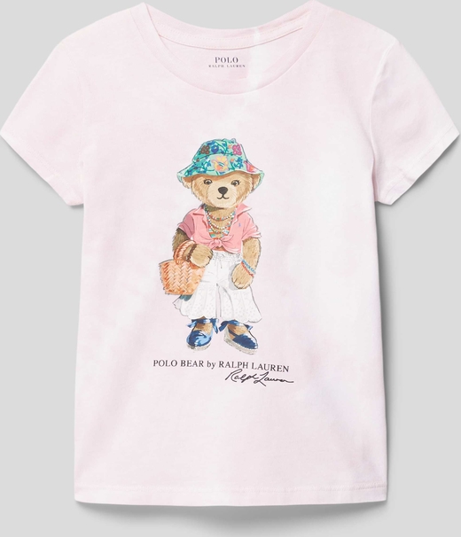 Różowa bluzka dziecięca POLO RALPH LAUREN dla dziewczynek z bawełny