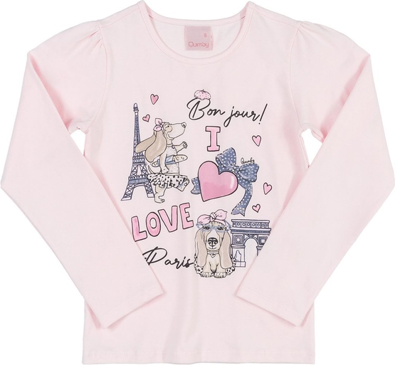 Różowa bluzka dziecięca Quimby z bawełny dla dziewczynek