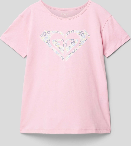 Różowa bluzka dziecięca Roxy dla dziewczynek z krótkim rękawem z bawełny