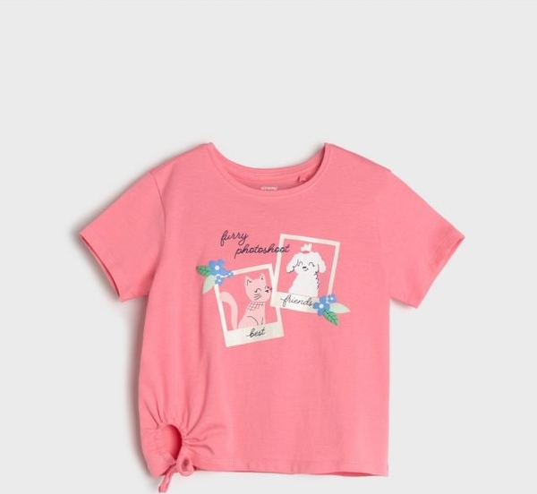 Różowa bluzka dziecięca Sinsay dla dziewczynek z bawełny