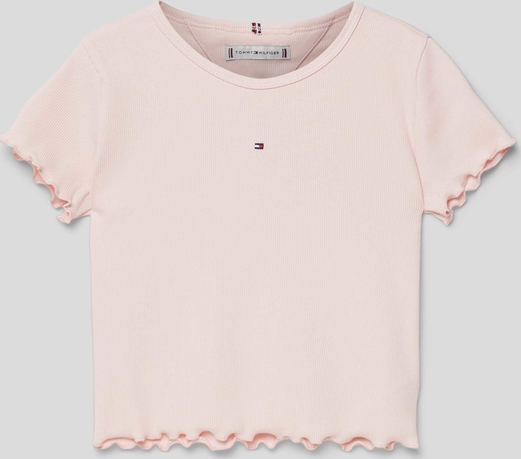 Różowa bluzka dziecięca Tommy Hilfiger dla dziewczynek z bawełny