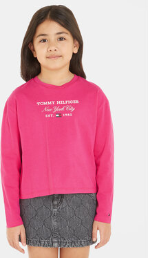 Różowa bluzka dziecięca Tommy Hilfiger dla dziewczynek z długim rękawem