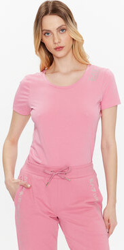 Różowa bluzka Emporio Armani w stylu casual z krótkim rękawem