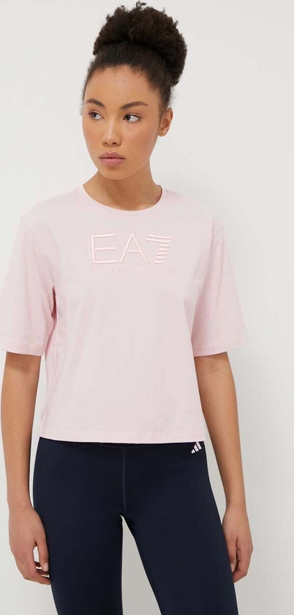 Różowa bluzka Emporio Armani z bawełny w sportowym stylu