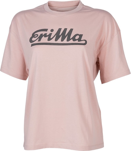 Różowa bluzka Erima z bawełny z krótkim rękawem z okrągłym dekoltem