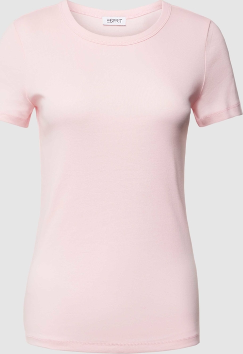 Różowa bluzka Esprit w stylu casual z okrągłym dekoltem