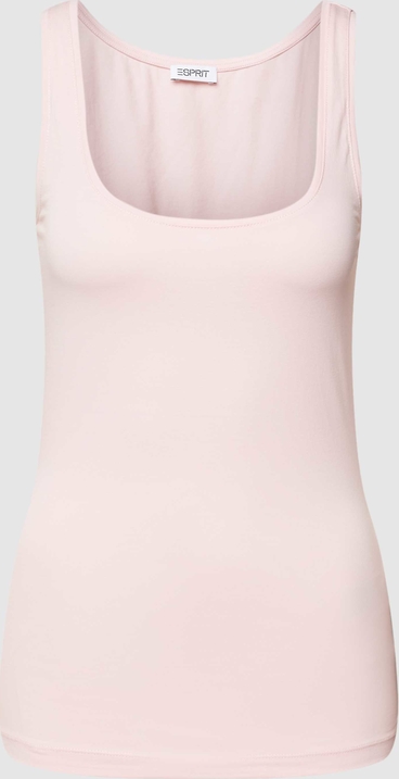 Różowa bluzka Esprit z bawełny z okrągłym dekoltem na ramiączkach