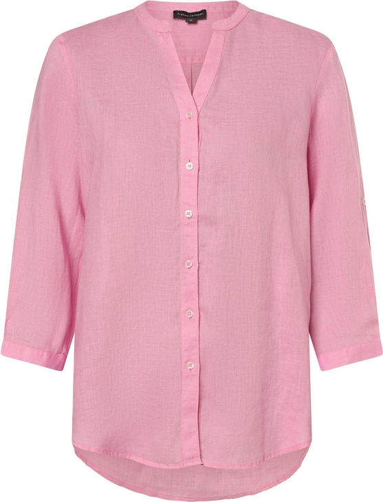 Różowa bluzka Franco Callegari z długim rękawem z dekoltem w kształcie litery v w stylu casual