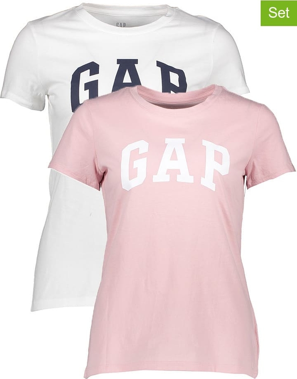 Różowa bluzka Gap z okrągłym dekoltem z bawełny w młodzieżowym stylu