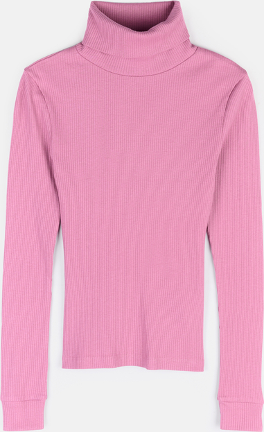 Różowa bluzka Gate z golfem w stylu klasycznym z długim rękawem