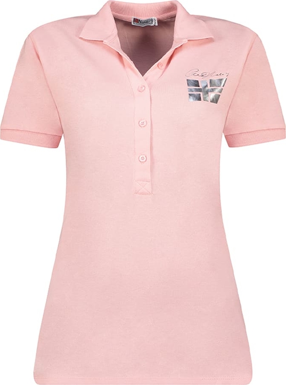 Różowa bluzka Geographical Norway z bawełny w sportowym stylu z krótkim rękawem