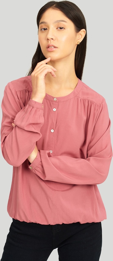 Różowa bluzka Greenpoint z długim rękawem w stylu casual