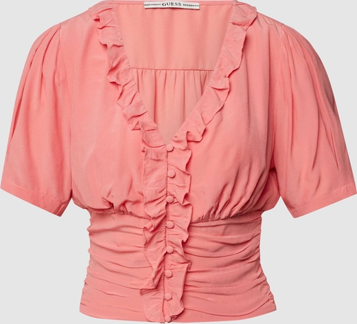 Różowa bluzka Guess z krótkim rękawem w stylu casual