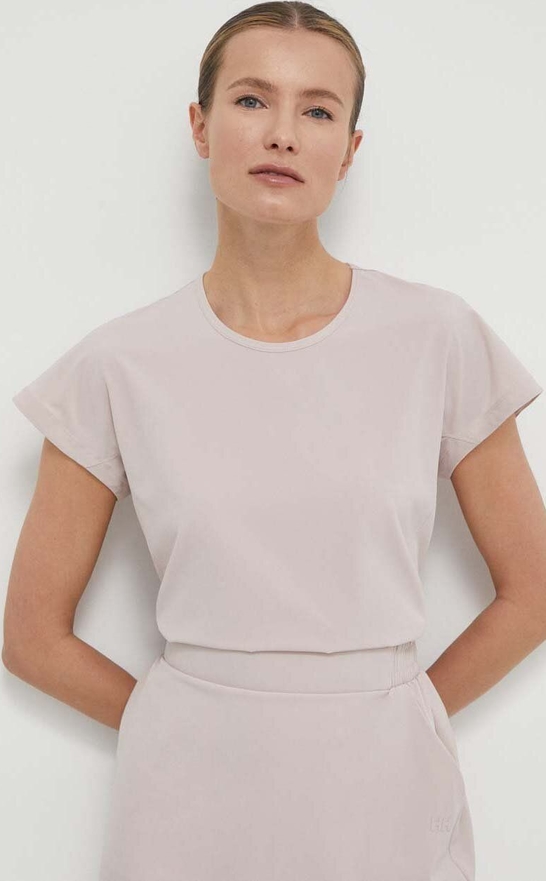 Różowa bluzka Helly Hansen z krótkim rękawem w stylu casual