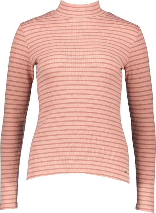 Różowa bluzka Herrlicher z golfem z długim rękawem z bawełny