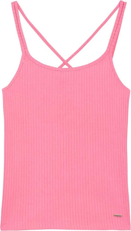 Różowa bluzka Herrlicher z okrągłym dekoltem na ramiączkach