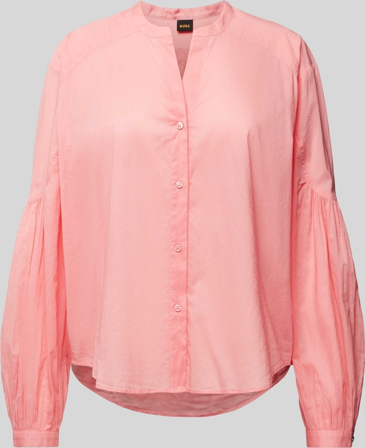 Różowa bluzka Hugo Boss w stylu casual z dekoltem w kształcie litery v