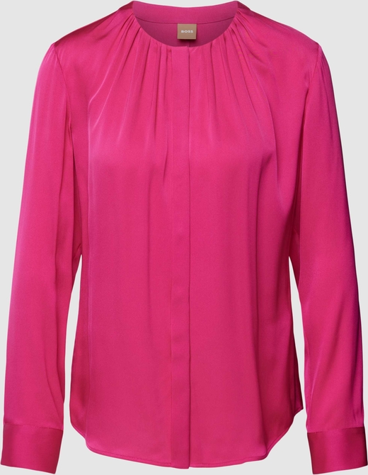 Różowa bluzka Hugo Boss z długim rękawem w stylu casual