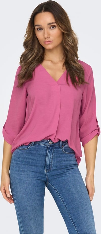 Różowa bluzka JDY z dekoltem w kształcie litery v w stylu casual