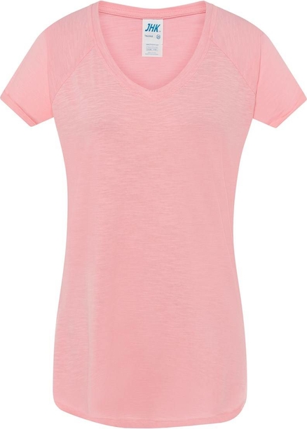 Różowa bluzka JK Collection w stylu casual z okrągłym dekoltem