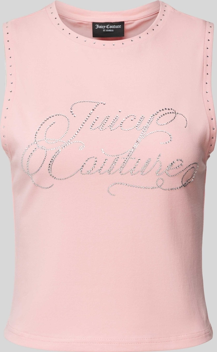 Różowa bluzka Juicy Couture z okrągłym dekoltem w stylu casual z krótkim rękawem