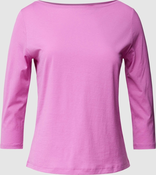 Różowa bluzka Lanius w stylu casual z bawełny z długim rękawem