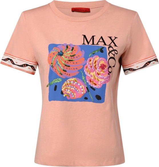 Różowa bluzka Max & Co. z okrągłym dekoltem w młodzieżowym stylu