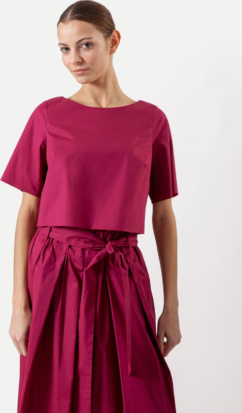 Różowa bluzka Molton z krótkim rękawem z okrągłym dekoltem w stylu casual