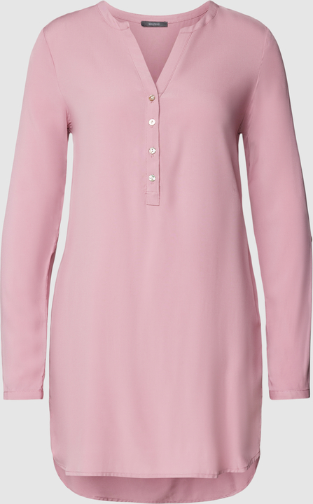 Różowa bluzka Montego z dekoltem w kształcie litery v z długim rękawem w stylu casual