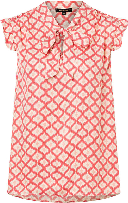 Różowa bluzka More & More w stylu casual z krótkim rękawem
