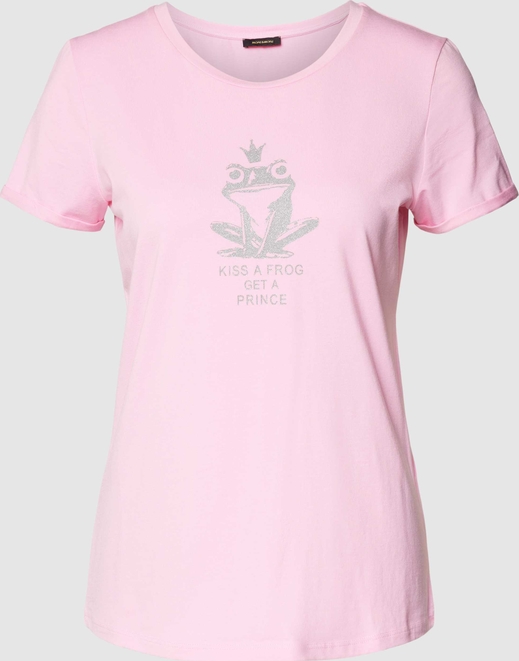 Różowa bluzka More & More z krótkim rękawem z okrągłym dekoltem