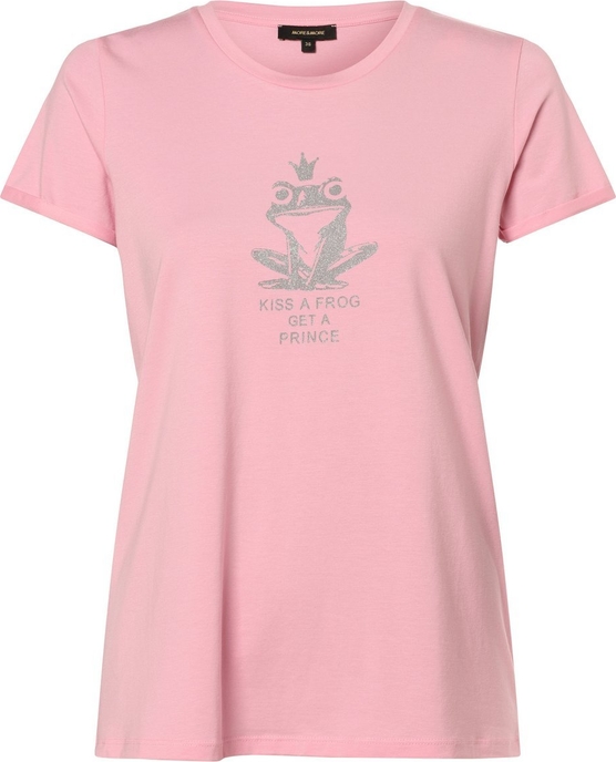 Różowa bluzka More & More z okrągłym dekoltem z krótkim rękawem w młodzieżowym stylu