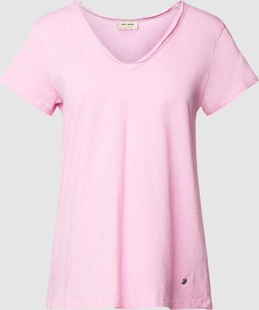 Różowa bluzka Mos Mosh z bawełny z krótkim rękawem