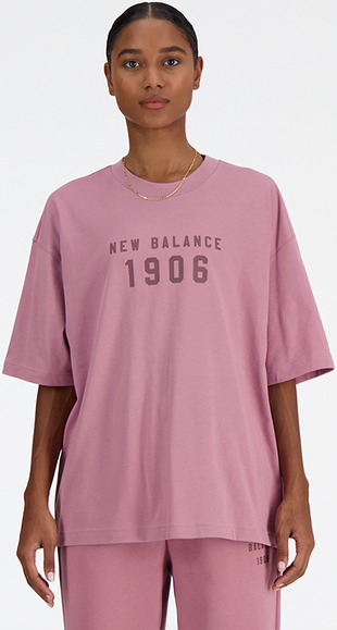 Różowa bluzka New Balance z bawełny
